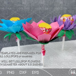 Simple Lollipop Flower SVG Bundle 3 Paper Flower SVG Templates 3D Paper