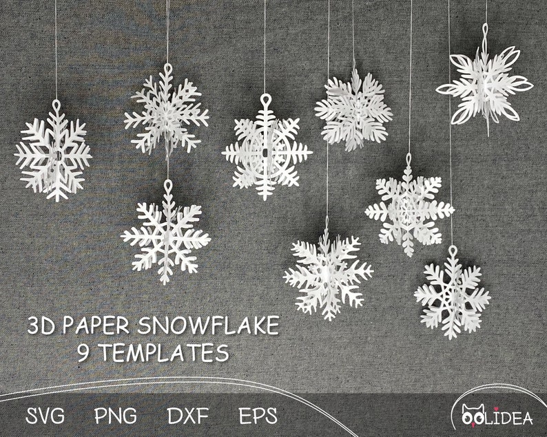 3D Snowflake SVG Bundle 1 9 Paper Snowflake SVG Templates - Etsy