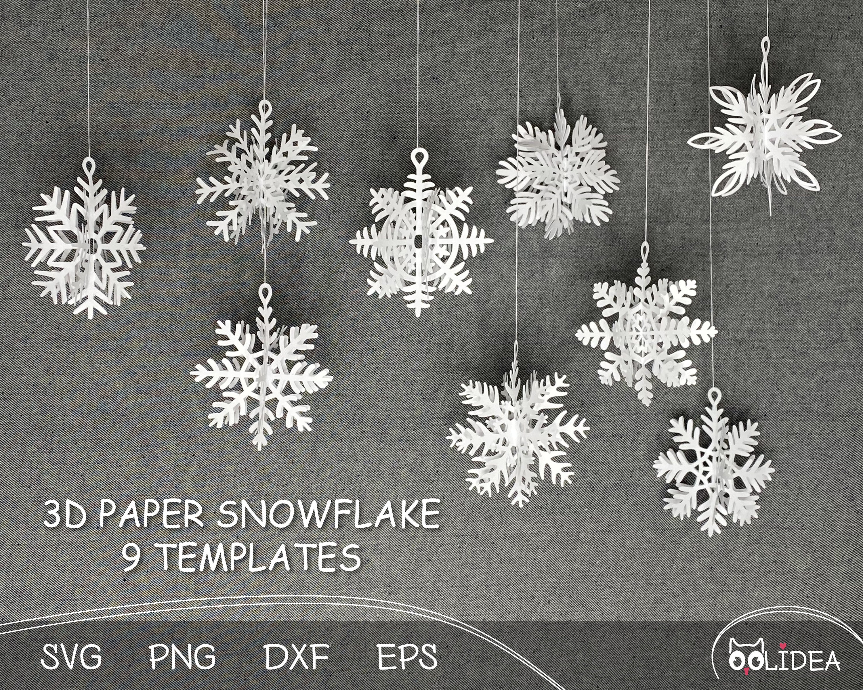 3D Snowflake SVG Bundle 1 9 Paper Snowflake SVG Templates Christmas  Snowflake SVG Cut File Paper Snow Svg 