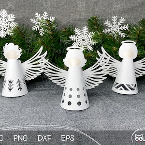 Paper Angel SVG Bundel #2 | Angel gelaagde SVG | 3D Angel Kerst Ornament | 3D Hangende decoraties SVG