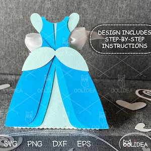Modello SVG per scatola regalo con abito da principessa magica n. 2: design incantevole da favola per le celebrazioni