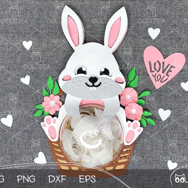 Bunny SVG Candy Holder Ornamento / Easter Bunny SVG / San Valentino Bunny Candy Dome SVG / Bunny Layered Paper Cut template