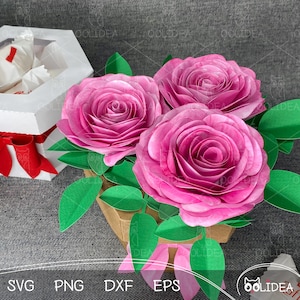 Bukiet kwiatów 3D SVG: Szablon pudełka na prezent urodzinowy, dzień matki dla Cricut i Paper Crafts