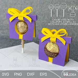 Cadeau d'anniversaire porte-sucette #1 SVG | Présentez le fichier SVG de boîte de bonbons pour Cricut et Silhouette