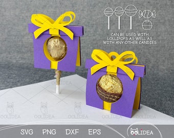 Birthday Lollipop Holder SVG: Present Candy Box Template (Digital Download)