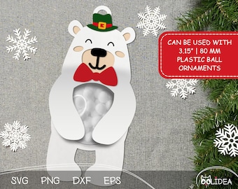 Christmas Bear Candy Dome SVG | Holiday Ornament, Party Favor (Digital File)
