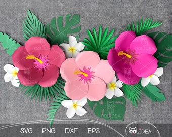 Tropical Flowers and Leaves SVG bundle 3 | Flower and Leaves SVG Templates | Paper Flower Cut Files for Cricut and Silhouette