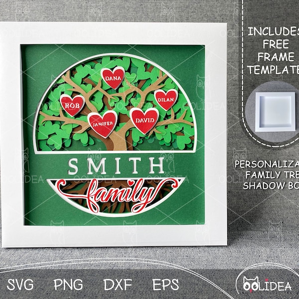 Customizable Shadow Box SVG | Layered Family Tree Template | Cut Files for Cricut