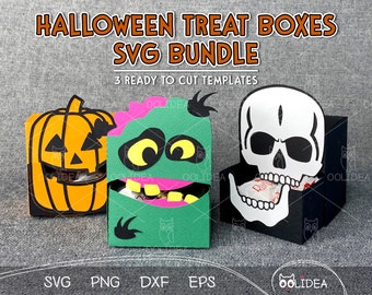 Spooky Halloween Candy Box SVG Bundle: Kürbis, Zombie und Skelett Süßigkeiten Halter