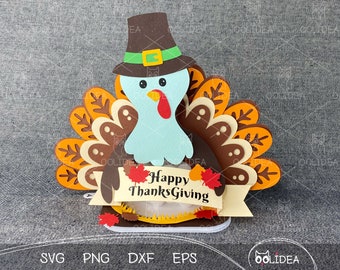 Thanksgiving Turkey Candy Holder SVG: DIY Gift Box Template (Digital Download)