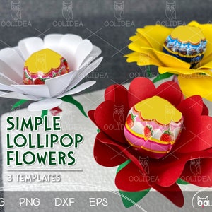 3D Paper Flower SVG Bundle: Lollipop Designs & Templates for Cutting Machines | Digital Download