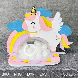 Magical Rainbow Unicorn Candy Holder SVG Template | Cut File for Cricut with Simple Opening Mechanism