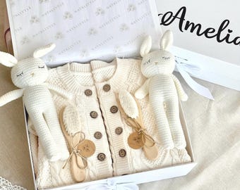 Personalized Twin Baby Gift Box, Newborn twin gift set, Twin gift box, Twins hamper, Baby shower twin gift, Twin gift neutral
