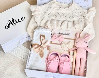 Personalized Baby Girl Gift Box, Newborn Essentials Hamper, Baby Shower Present