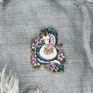 Beautiful white Dragon Flowers Anime Enamel Pin
