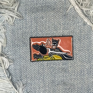 Super hero slaps side kick funny meme enamel pin