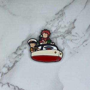Anime Boy and Girl on a Boat Cute Enamel Pin
