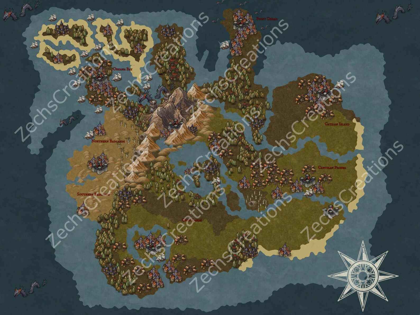 Fantasy World Map – DND Campaign Map – RPG Continent Map – Tabletop ...