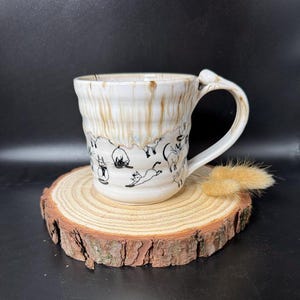 Handmade Ceramic Cat Mug, Pottery Cat Mug