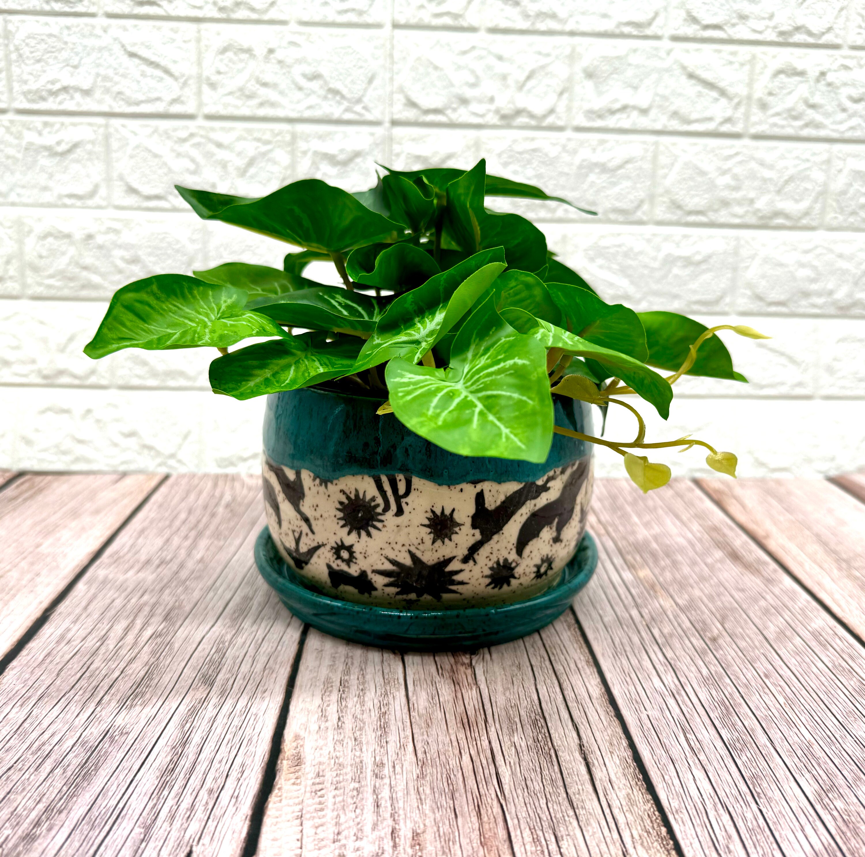 Handmade Ceramic Planter With Attached Saucer Etsy