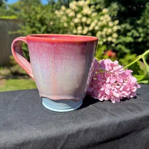 Handmade Pink Ceramic Mug, Pink Handmade Pottery Mug