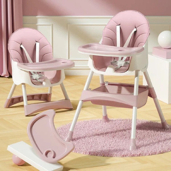 Multifunctional Adjustable Portable Waterproof Baby Highchair with Foot Rest and Feeding Tray