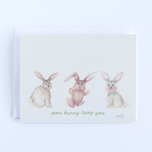 Conjunto de algunas tarjetas de notas A2 en blanco 4x5.5 de Some Bunny Loves You, tarjetas de notas originales con impresión de acuarela, tarjetas plegadas, conejos de acuarela, conjunto de 5 o 10