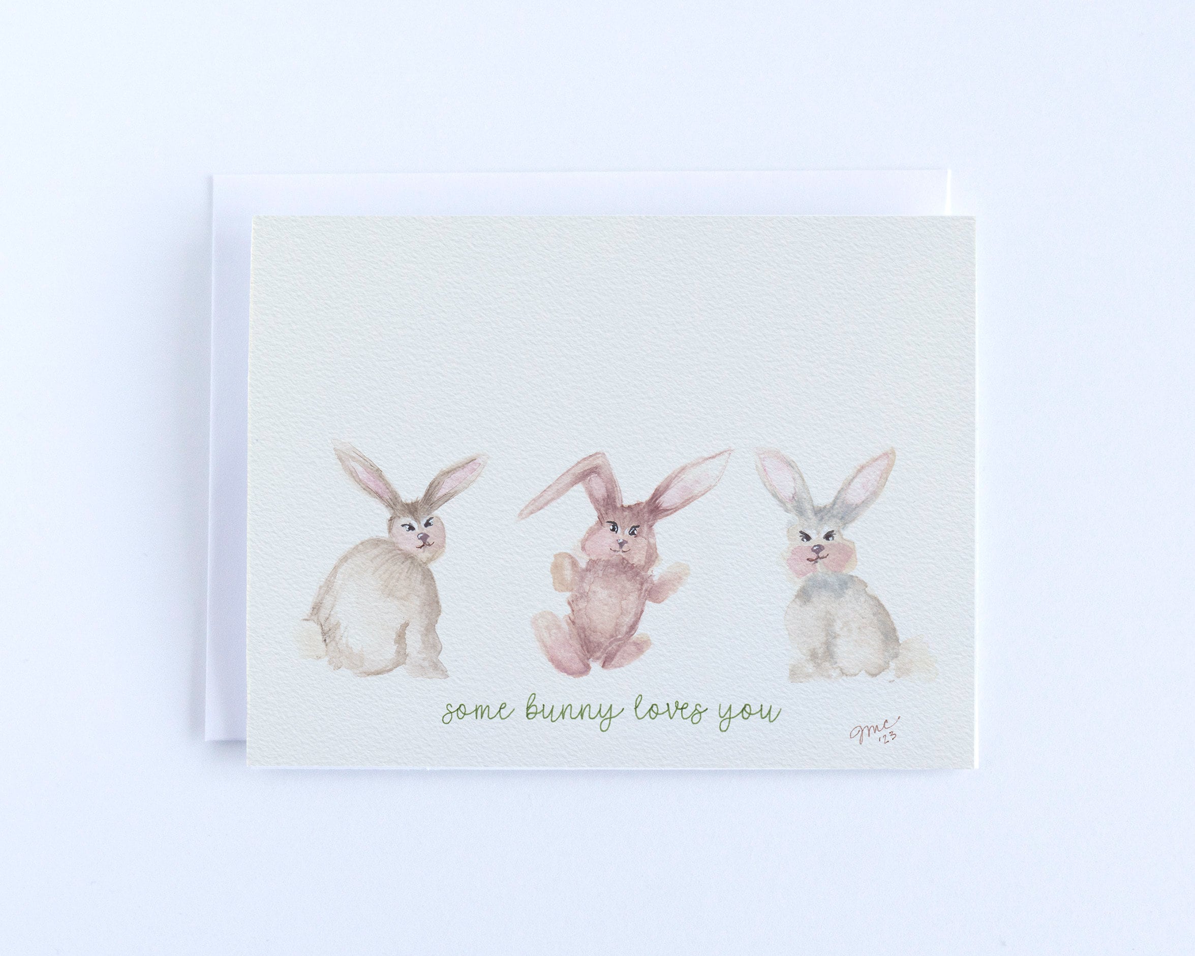 Set of Some Bunny Loves You Blank 4x5.5 A2 Note Cards, Original Watercolor Print Notecards, Folded Cards, Watercolor Rabits, Set of 5 or 10