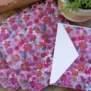 Conjunto de cartões de notas abstratos WildFlower em branco 5x7 A7, cartões de notas originais em aquarela com papel alumínio, cartões dobrados, aquarela floral, conjunto de 5 ou 10