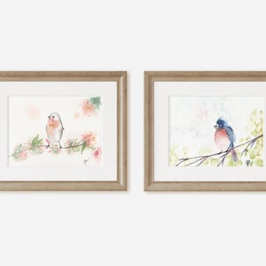 Pair of Colorful Bird Prints | Original Bird Watercolor Prints | Professional Fine Art Prints | Whimsical Bird Art Pair | Various Sizes