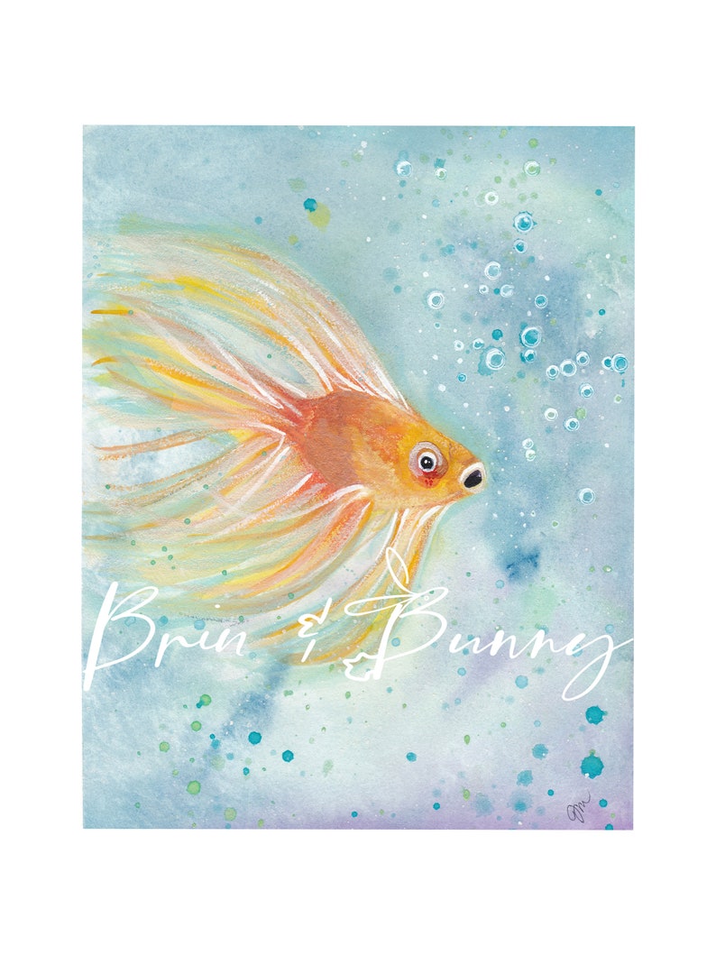 Fancy Fish II Original Watercolor Print Downloadable Prints PRINTABLE Wall Art Digital Artwork Digital Downloads image 4