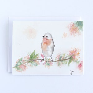 Baby Vogel 4x6 A2 Grußkarten, Original Aquarell Druck Grußkarten, leere Klappkarten, Aquarell Rotkehlchen, niedliches stationäres Set von 5-10