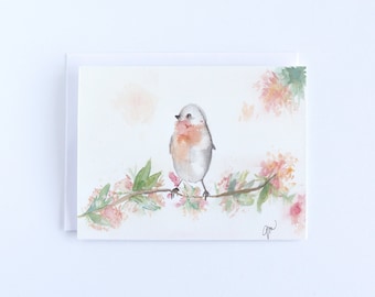 Set of Baby Bird 4x6 A2 Note Cards, Original Watercolor Print Notecards, Blank Folded Cards, Watercolor Robin, Cute Stationary Set of 5-10