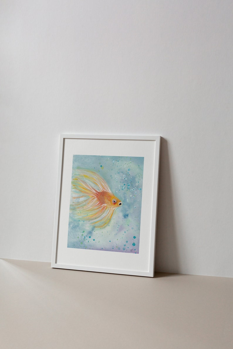 Fancy Fish II Original Watercolor Print Downloadable Prints PRINTABLE Wall Art Digital Artwork Digital Downloads image 1