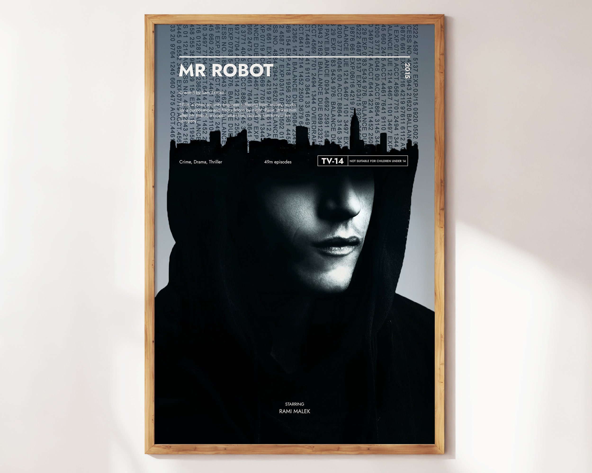 Mr. Robot Season 1 Rami Malek Tv Art Wall Indoor Room Outdoor - POSTER  20x30