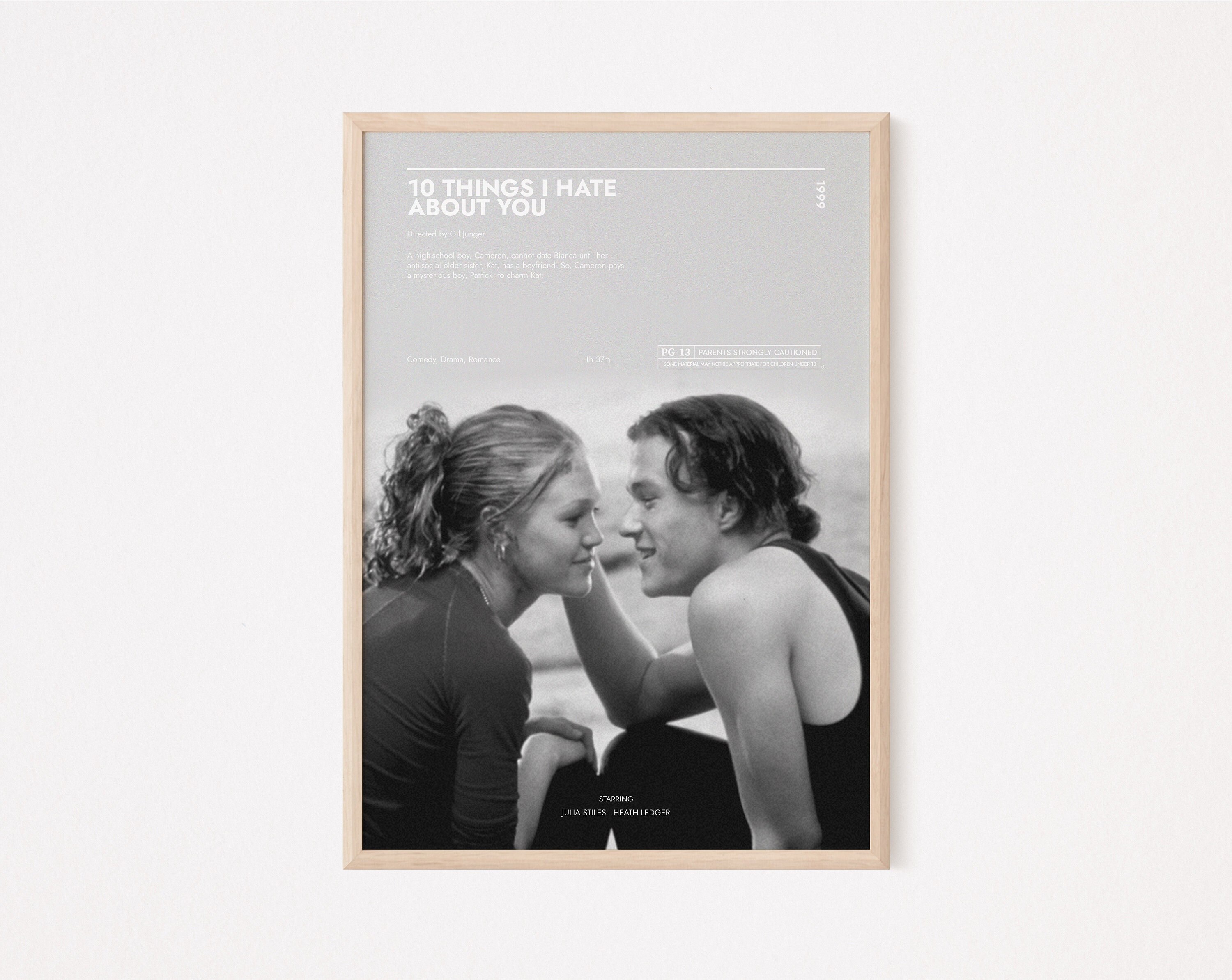 10 Things I Hate About You Minimalist Movie Poster, Print, Artwork, Framed  