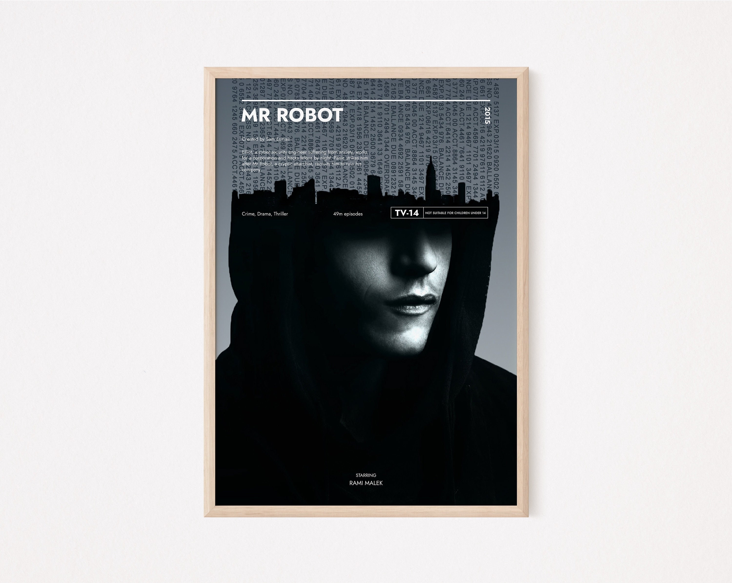 Mr. Robot Season 1 Rami Malek Tv Art Wall Indoor Room Outdoor - POSTER  20x30