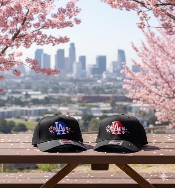Embroidered LA Sakura Hat: Japan Inspired Baseball Cap