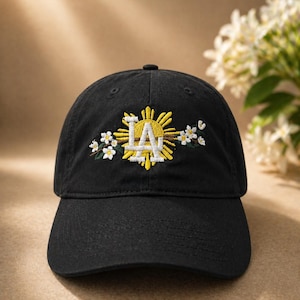 LA Filipino Sun Sampaguita Dad Cap – Embroidered Black Baseball Hat