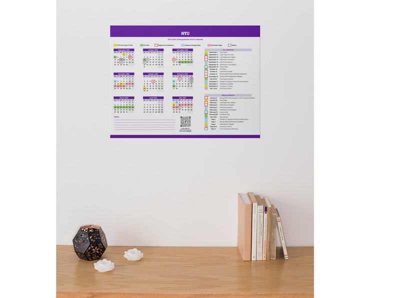 PRINTABLE NYU 2022-2023 Academic Yearly Calendar Monthly - Etsy Ireland