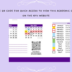 PRINTABLE NYU 2022-2023 Academic Yearly Calendar Monthly - Etsy Finland