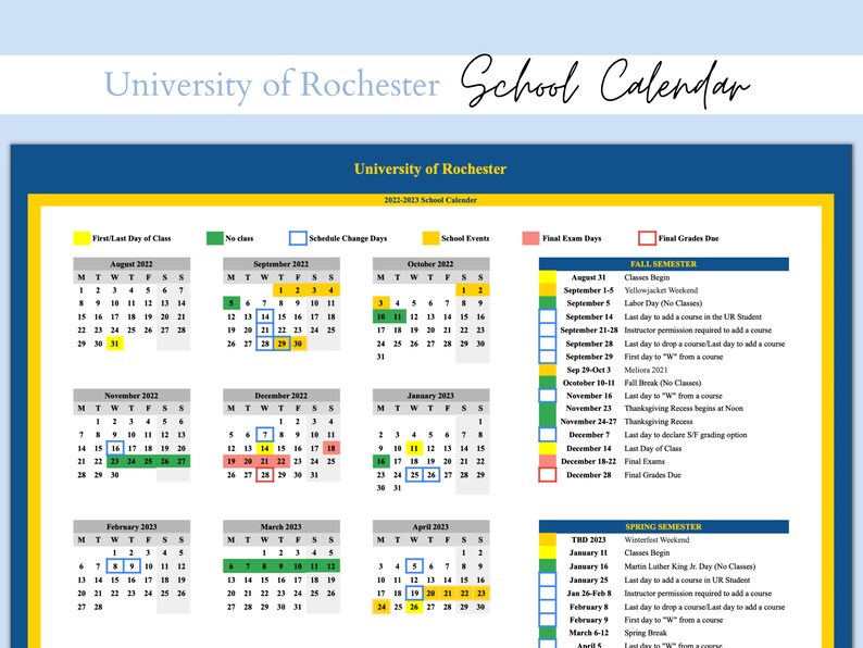 U Rochester Academic Calendar