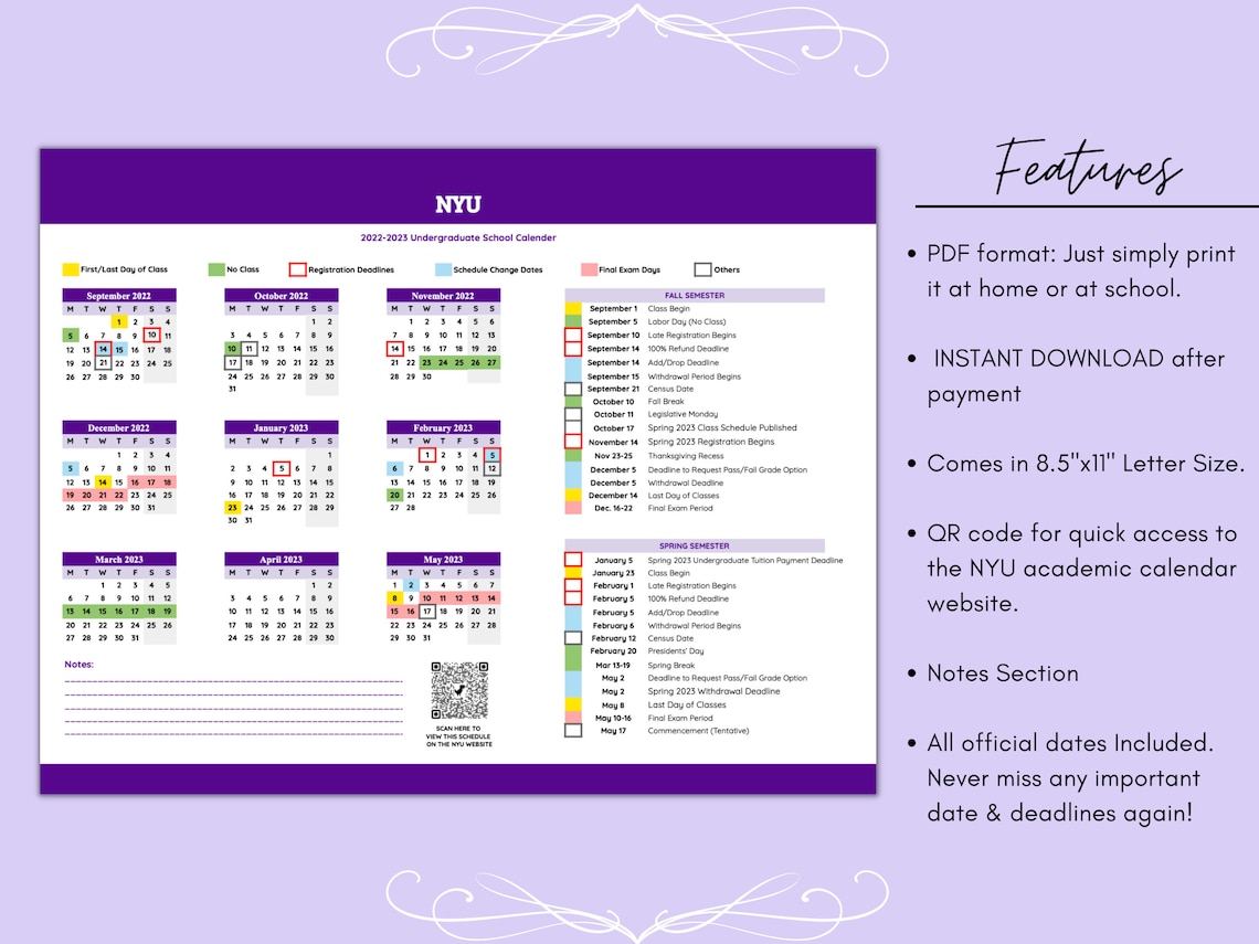 Nyu 2022 To 2023 Calendar Printable Calendar 2023