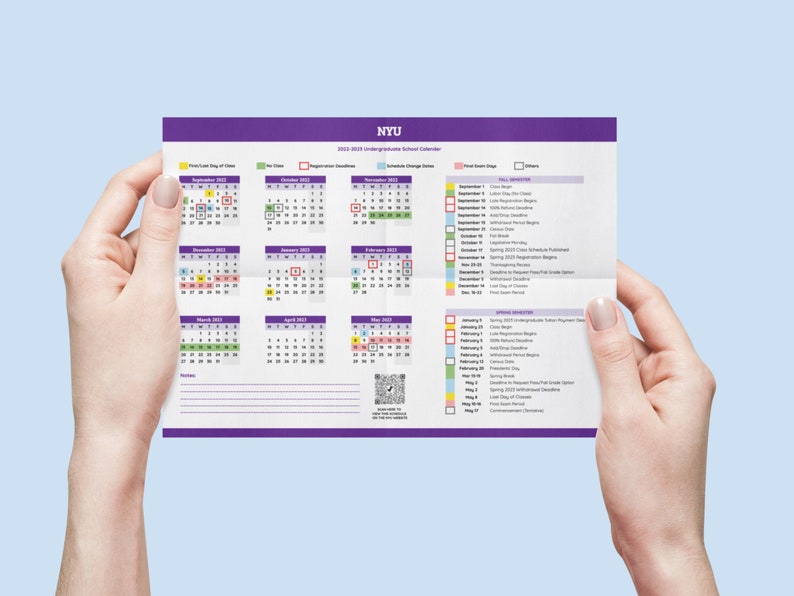 PRINTABLE NYU 20222023 Academic Yearly Calendar Monthly Etsy.de