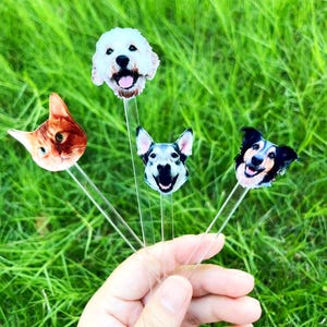 Personalized Pet Stir Sticks, Double-Sided Dog Cat Wedding Stirrers, Pet Portrait Acrylic Cocktail Stirrers, Wedding Swizzle, Wedding Decors