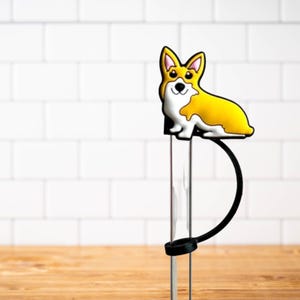 Silicone Straw Topper or Pencil Topper Stanley Tumbler or Water Bottle Accessories- Corgi