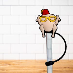 Silicone Straw Topper or Pencil Topper Stanley Tumbler or Water Bottle Accessories- Friends Turkey with Sunglasses