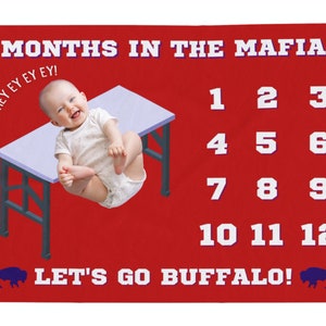 Monthly Milestone Tapestry Baby Blanket- Bills Mafia Months in the Mafia Smashing Tables Buffalo Baby Shower Gift