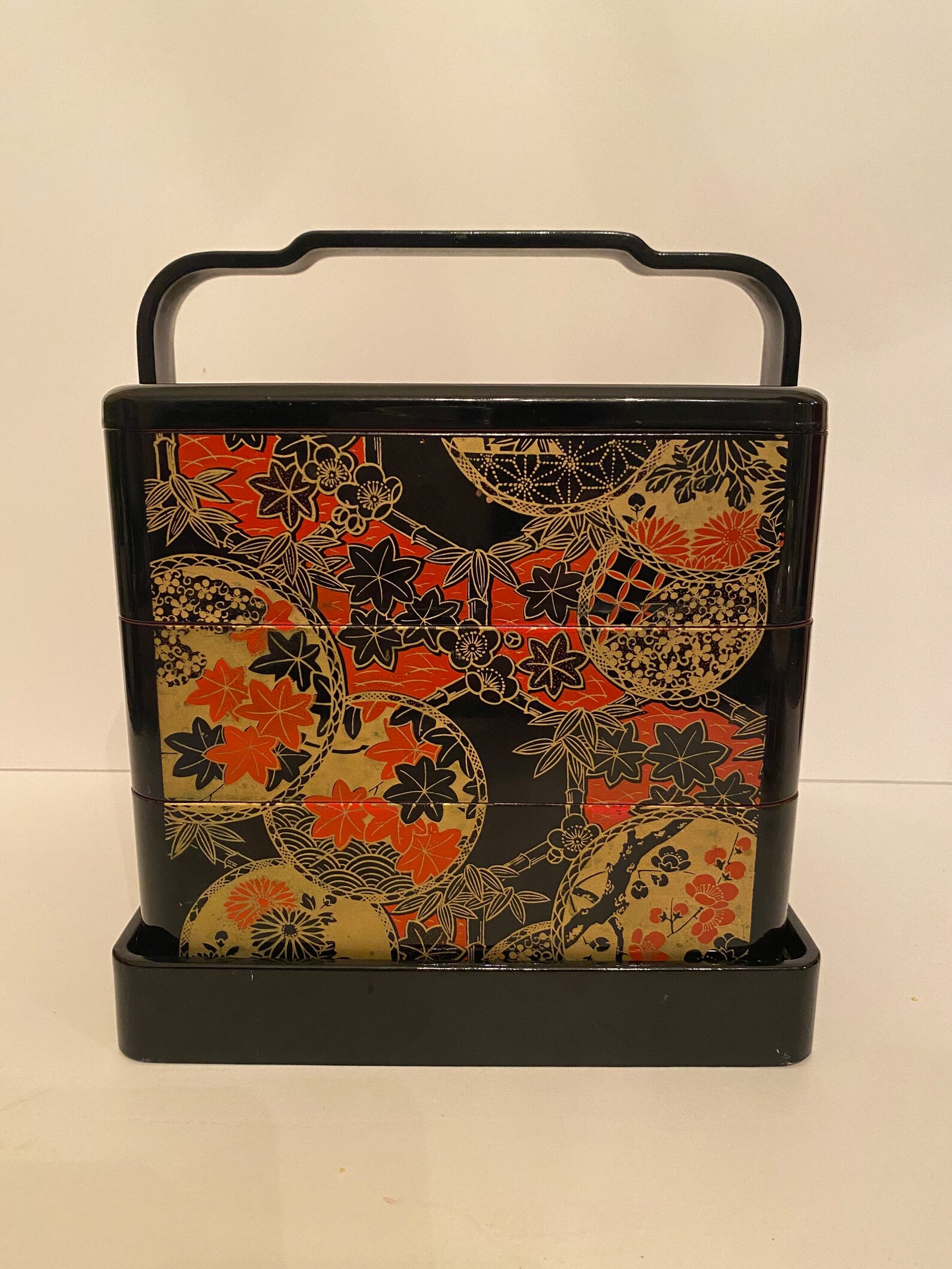 Vintage Japanese Lacquerware Stackable 3 Tiered Bento Box With Etsy