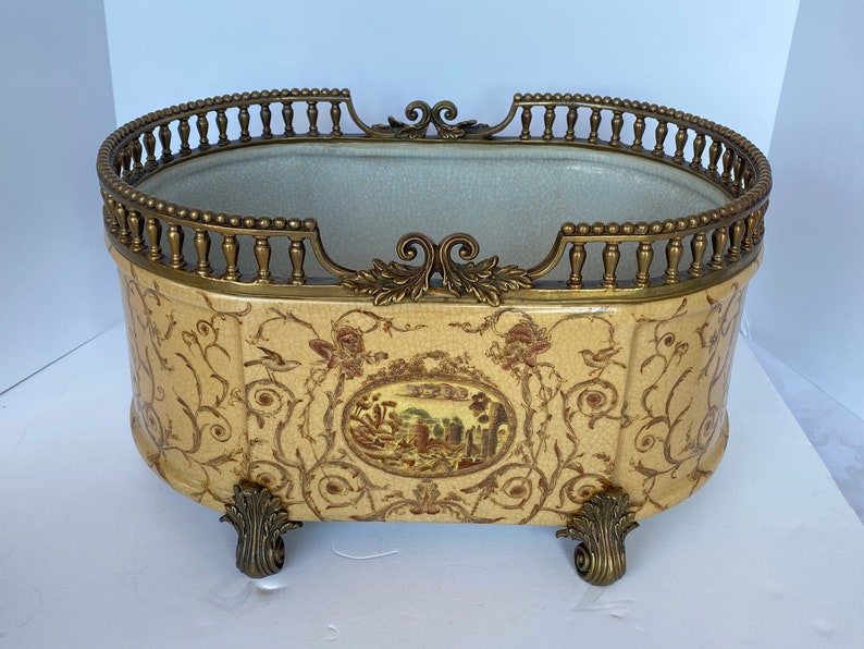 Antique Porcelain Planter Oriental Orchid Pot Chinoiserie Etsy